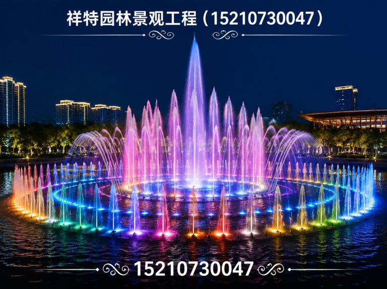 唐县人工湖喷泉展示图